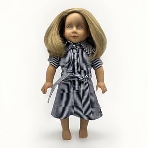 My Twinn 18" Blonde Doll w/ Denim Dress Silvered Eyes 2013 READ